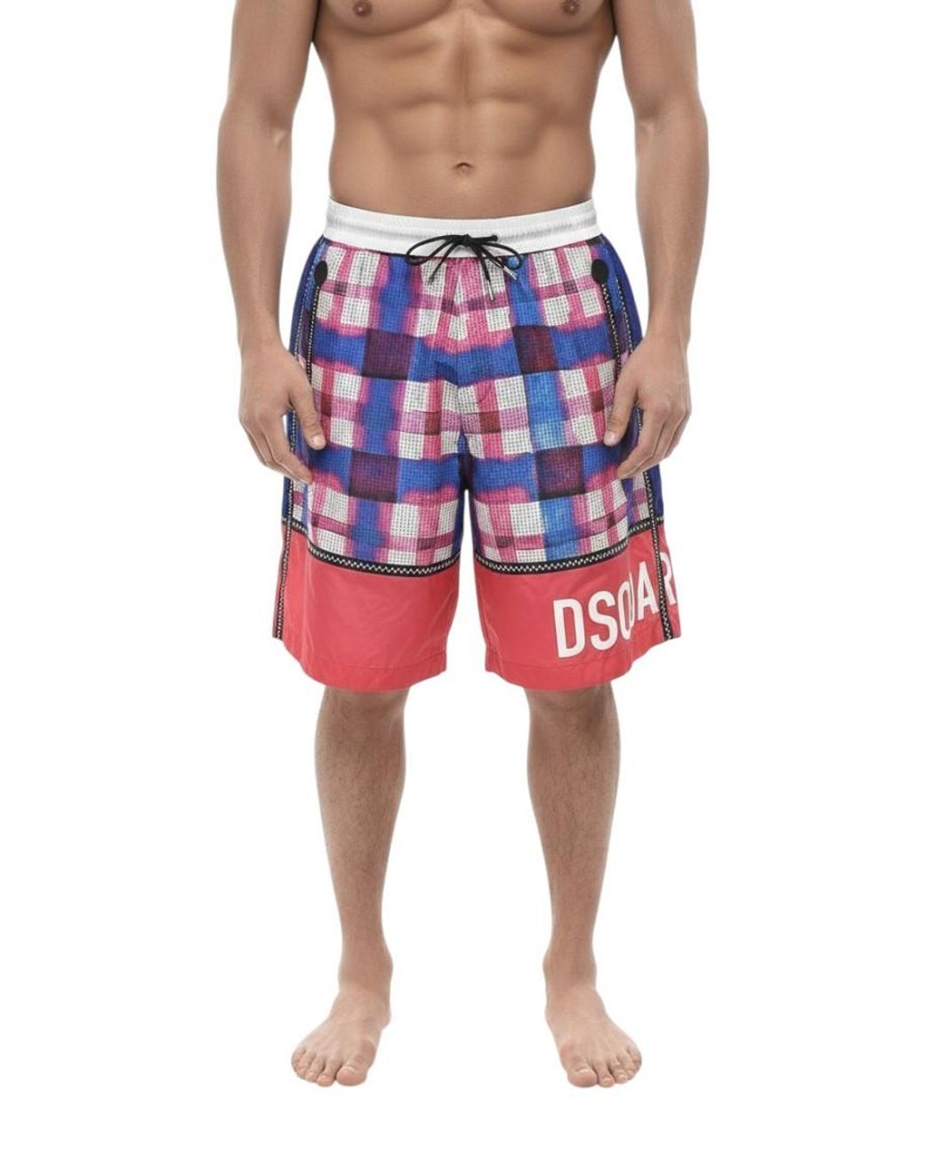 DSquared² Red Loose Check Shorts for men