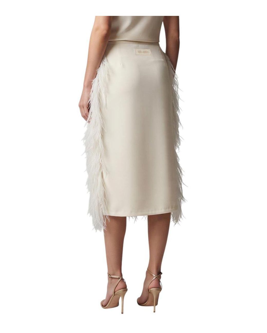 The Attico Natural Embellished Midi Skirt