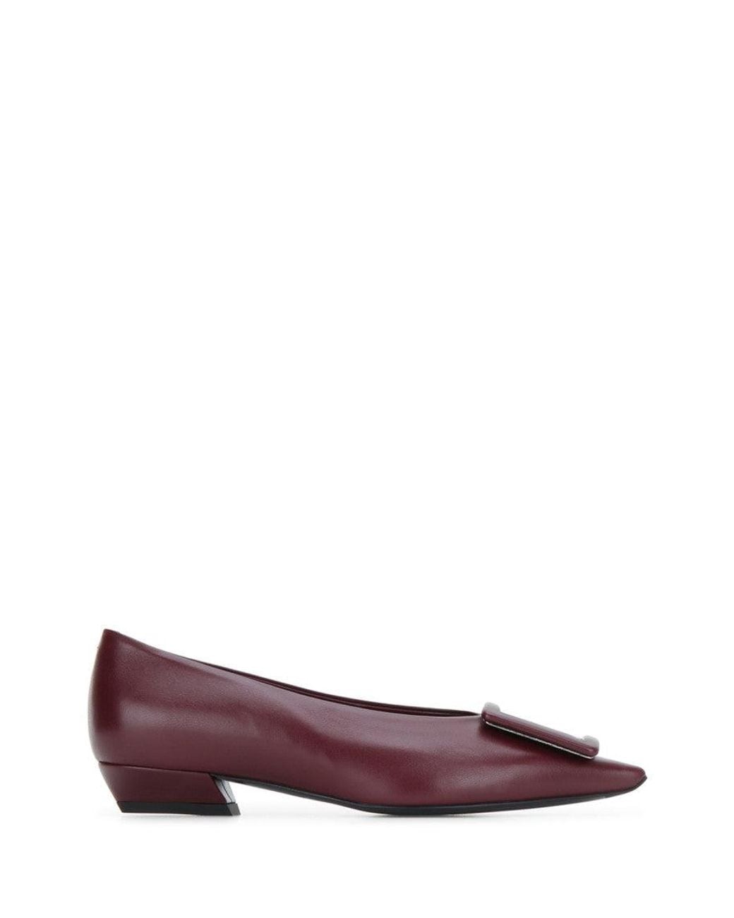Roger Vivier Purple Burgundy Leather Ballet Flats