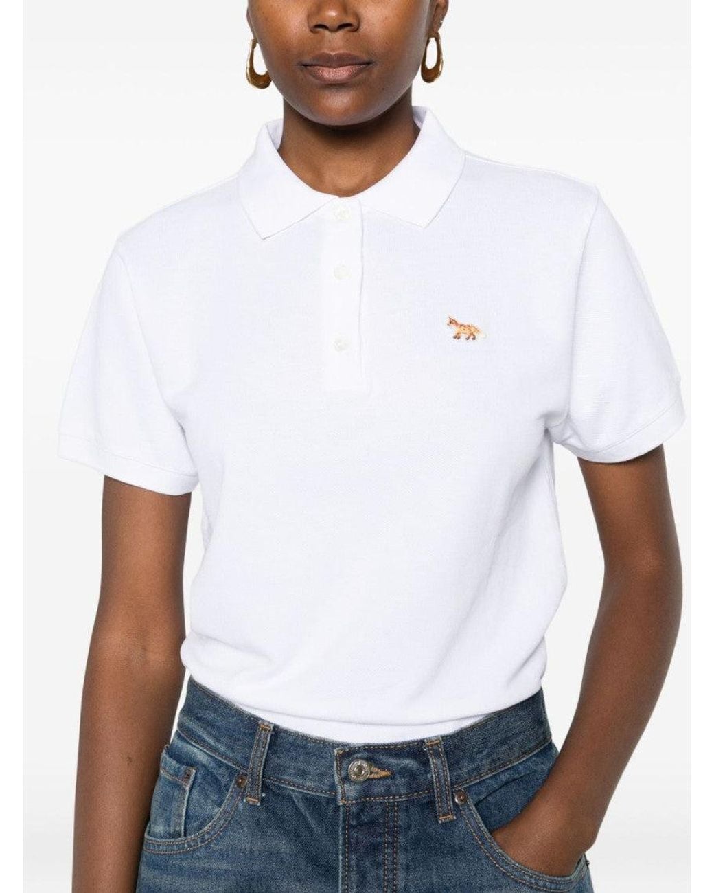 Maison Kitsuné White Classic Collar Logo Polo