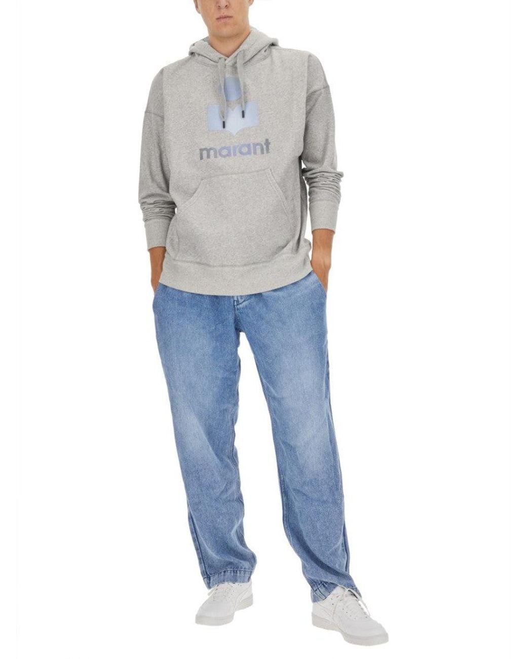Isabel Marant Gray Logo Relaxed Hoodie for men