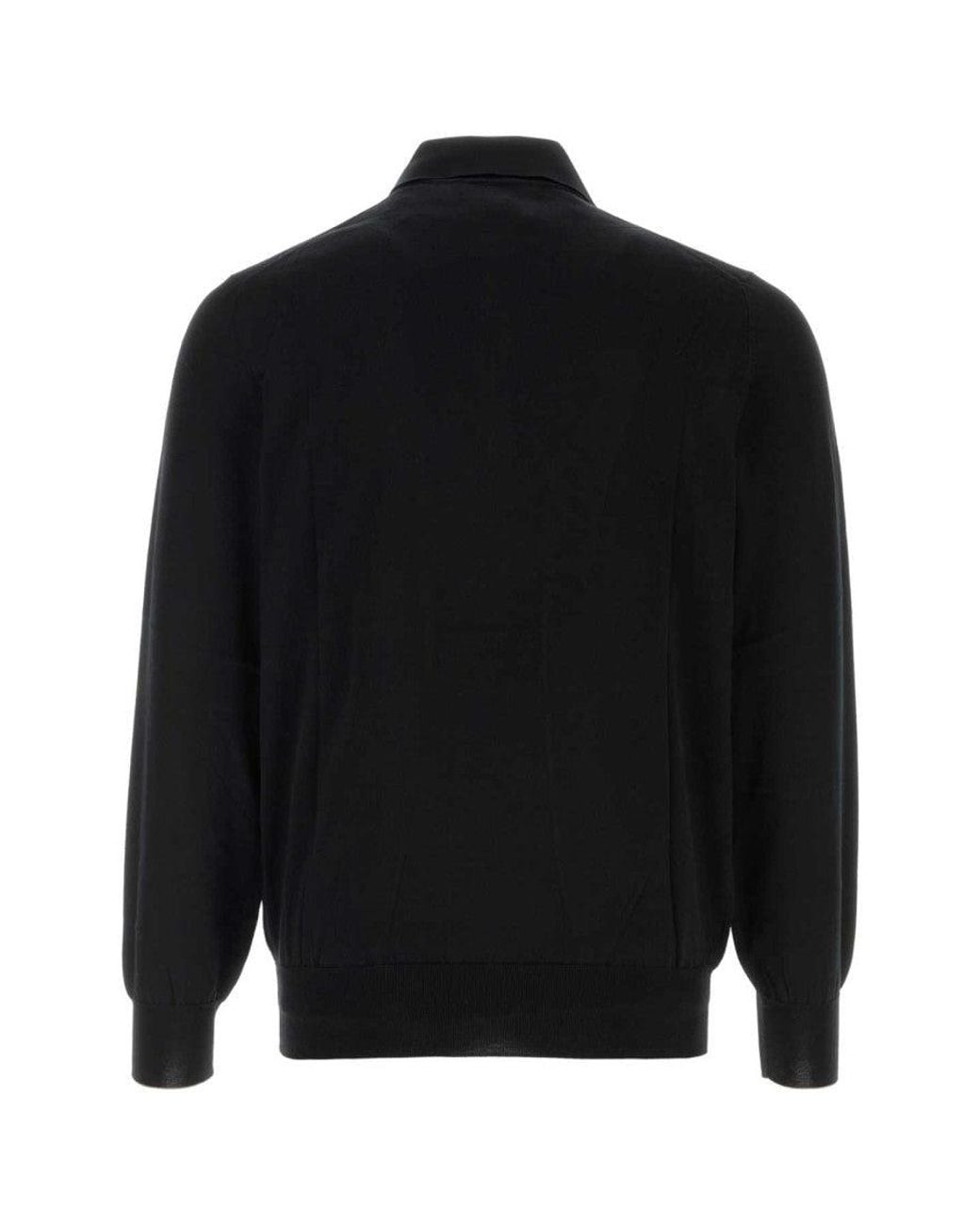 Brunello Cucinelli Black Full Sleeves Polo for men
