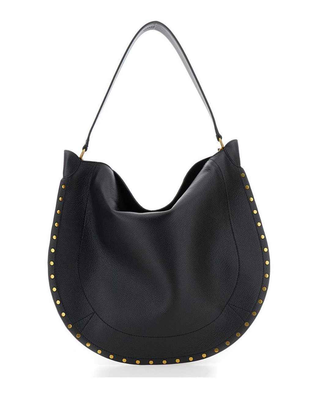 Isabel Marant Black Oskan Hobo Shoulder Bag With Studded Profile Leather For
