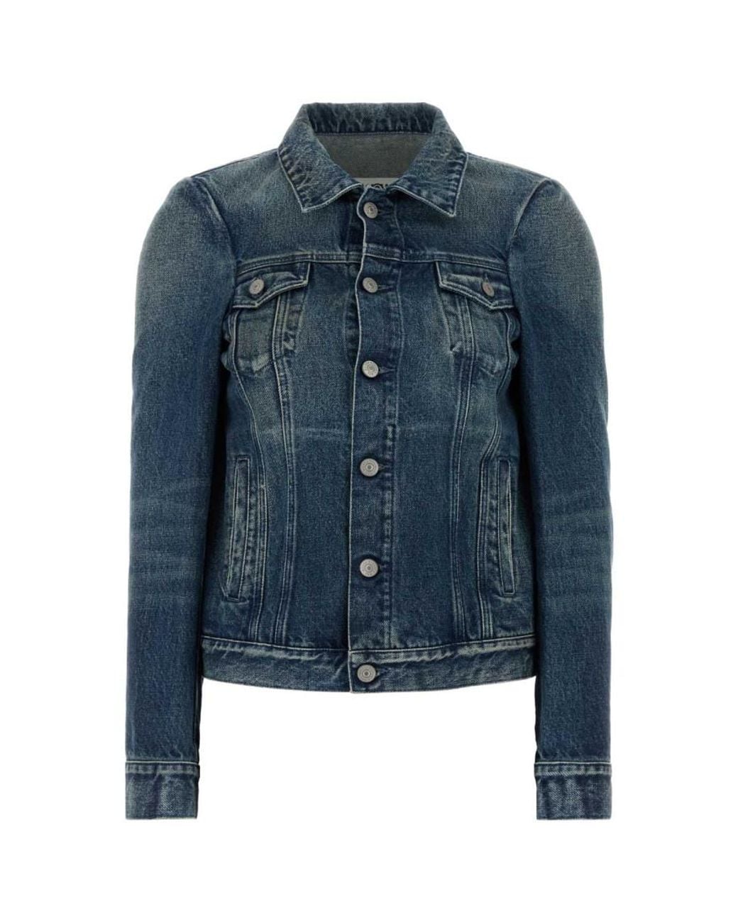 MM6 by Maison Margiela Blue Solid Shirt Collar Jacket