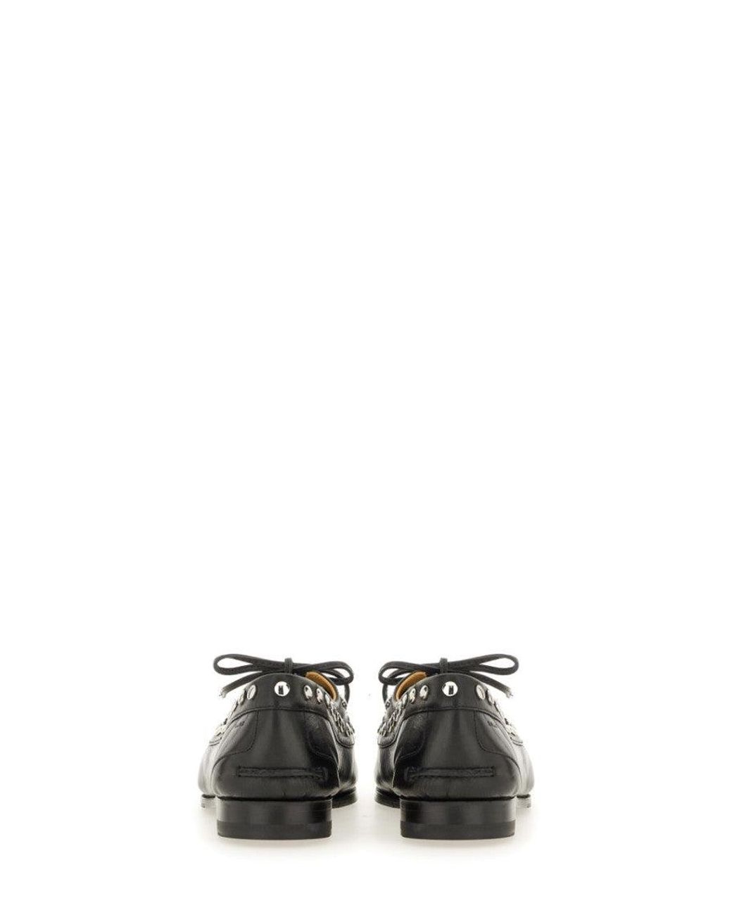 Bally Black Moccasin "Plume" With Delicate Bow Lace Detail