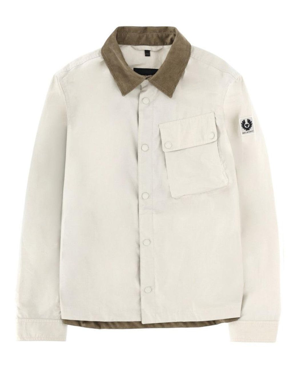 Belstaff White Solid Shirt Collar Jacket for men