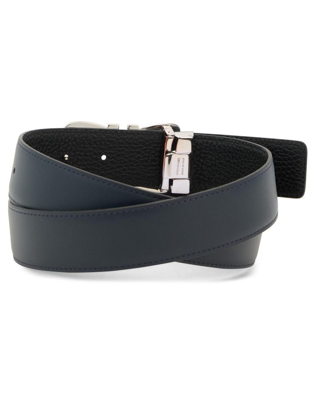 Ferragamo Blue Logo Buckle Belt for men