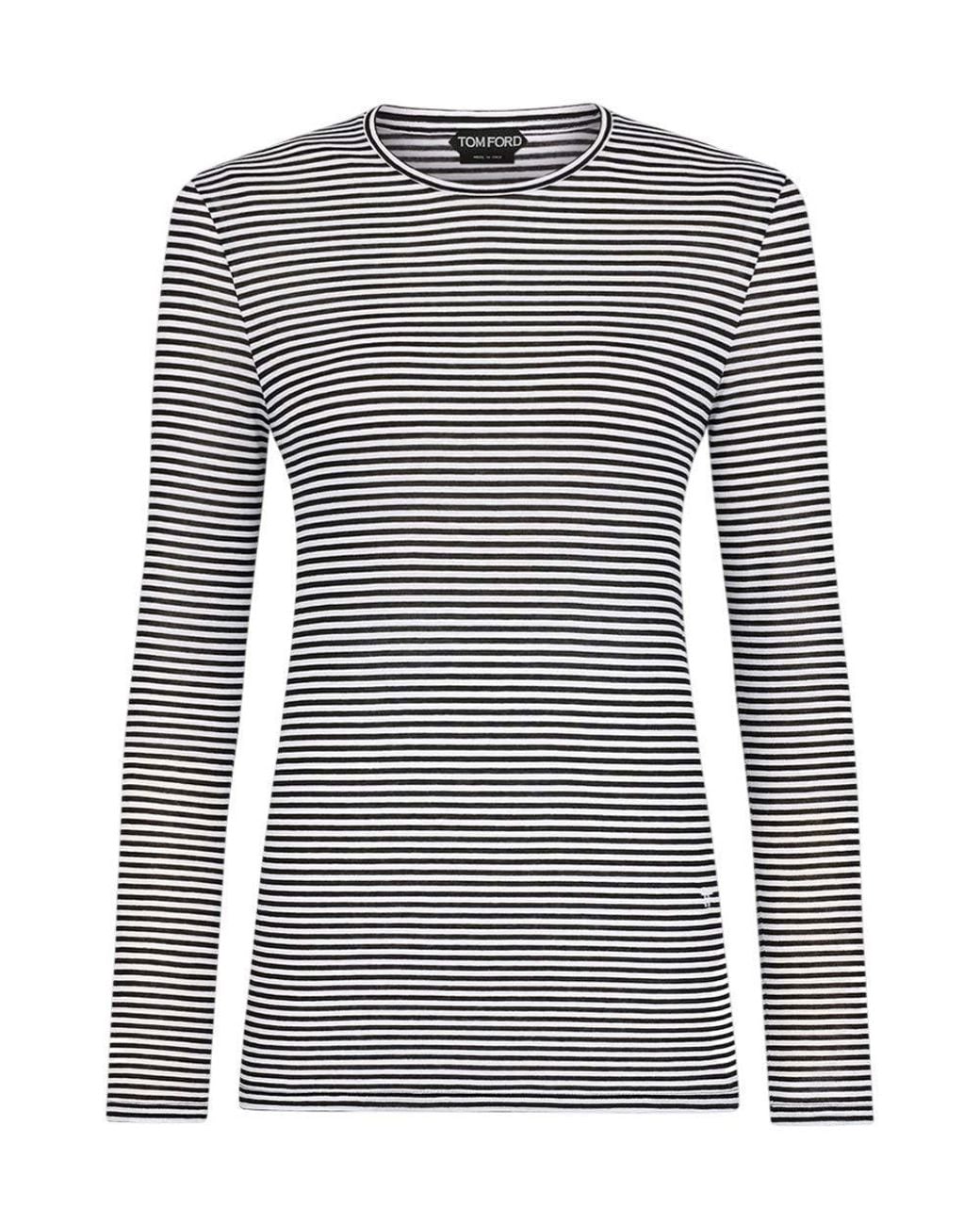 Tom Ford Blue Crew Neck Stripes T-Shirt
