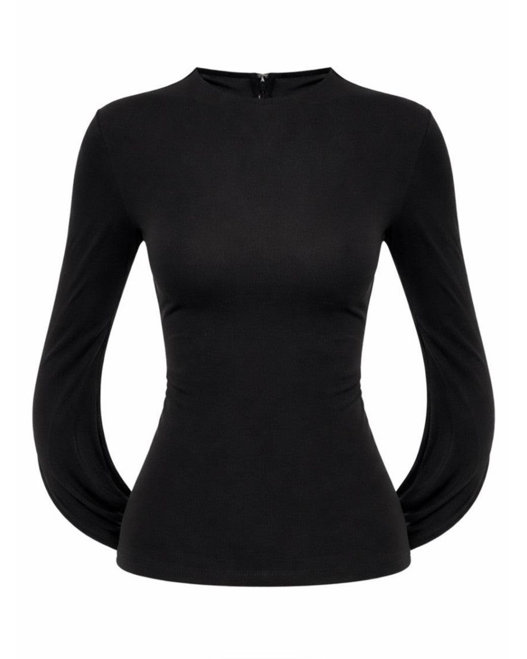 Alexander Wang Black Solid Round Neck Top