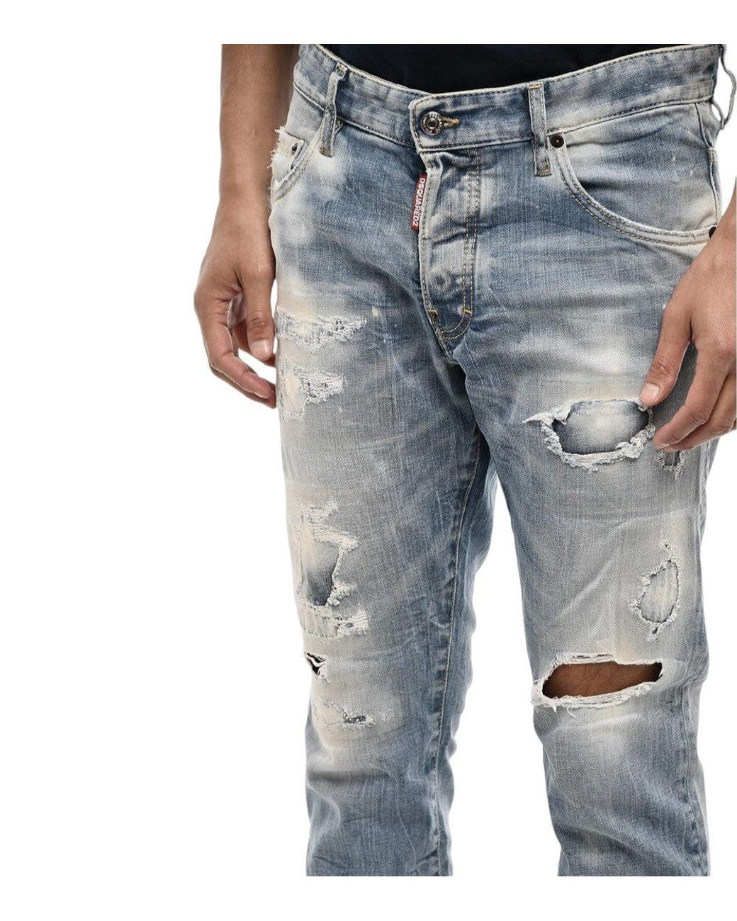 DSquared² Blue Slim Distressed Jeans for men
