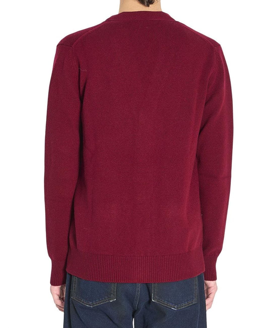 Gucci Red V Neck Logo Cardigan for men