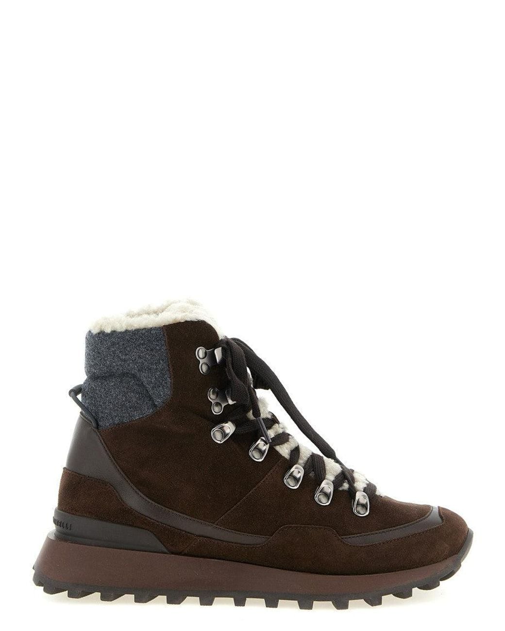 Brunello Cucinelli Brown Lace-Up Ankle Boots