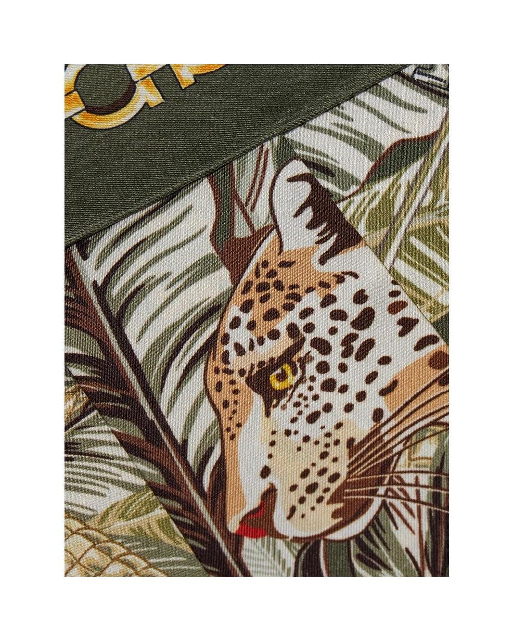 Ferragamo Green Felini Printed Scarf