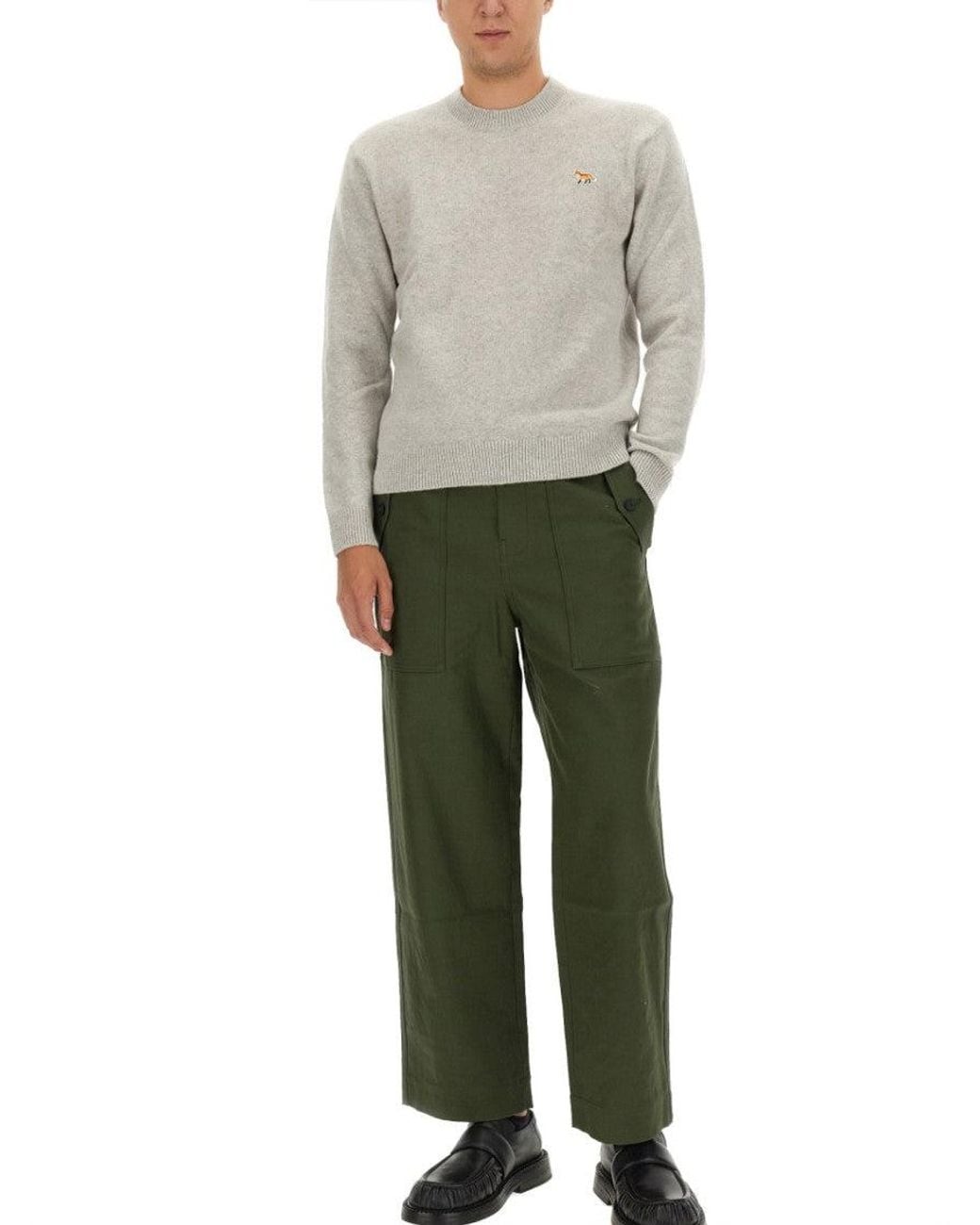 Maison Kitsuné Gray Light Logo Sweaters for men