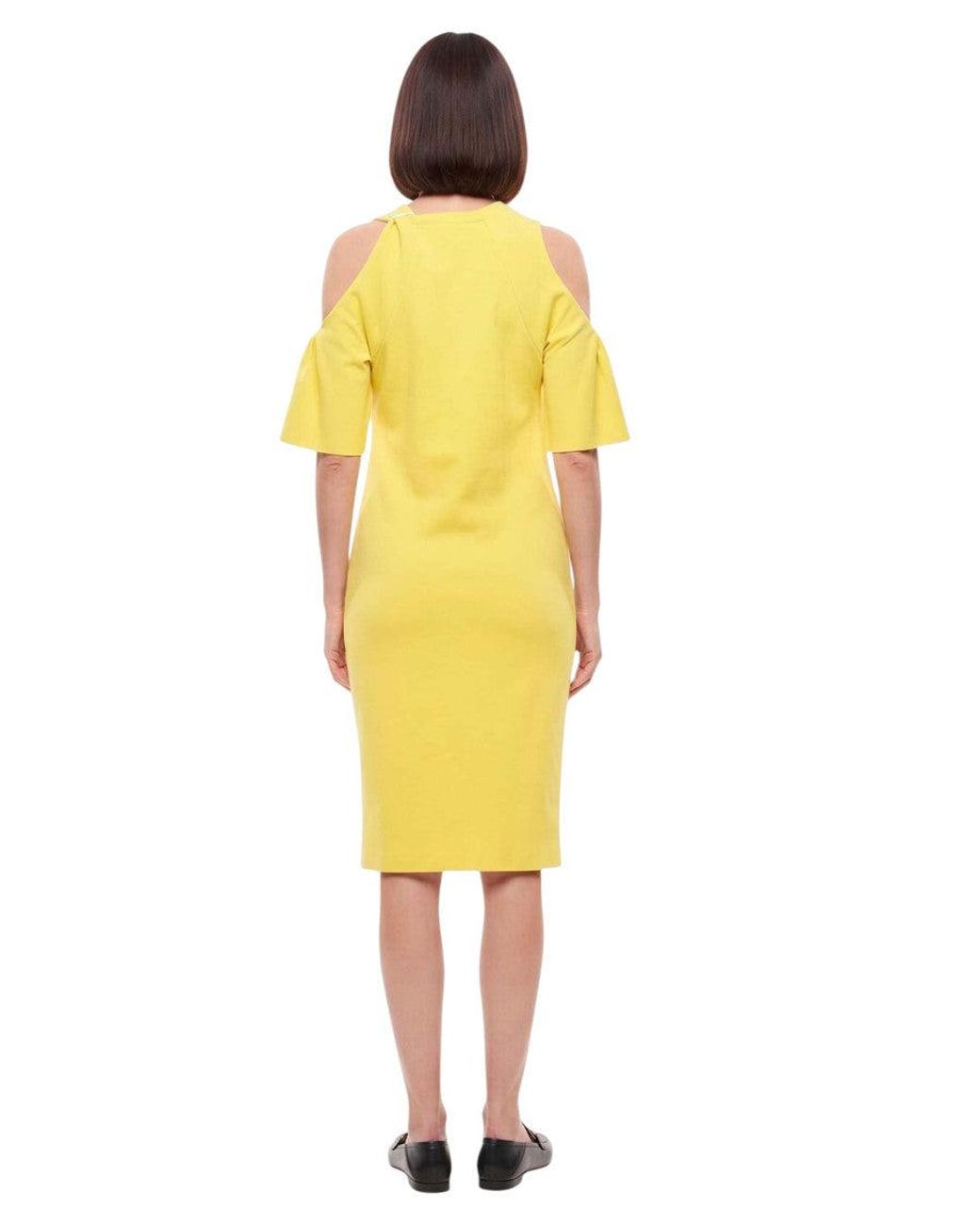 Stella McCartney Yellow Scoop Neck Knee Length Dress