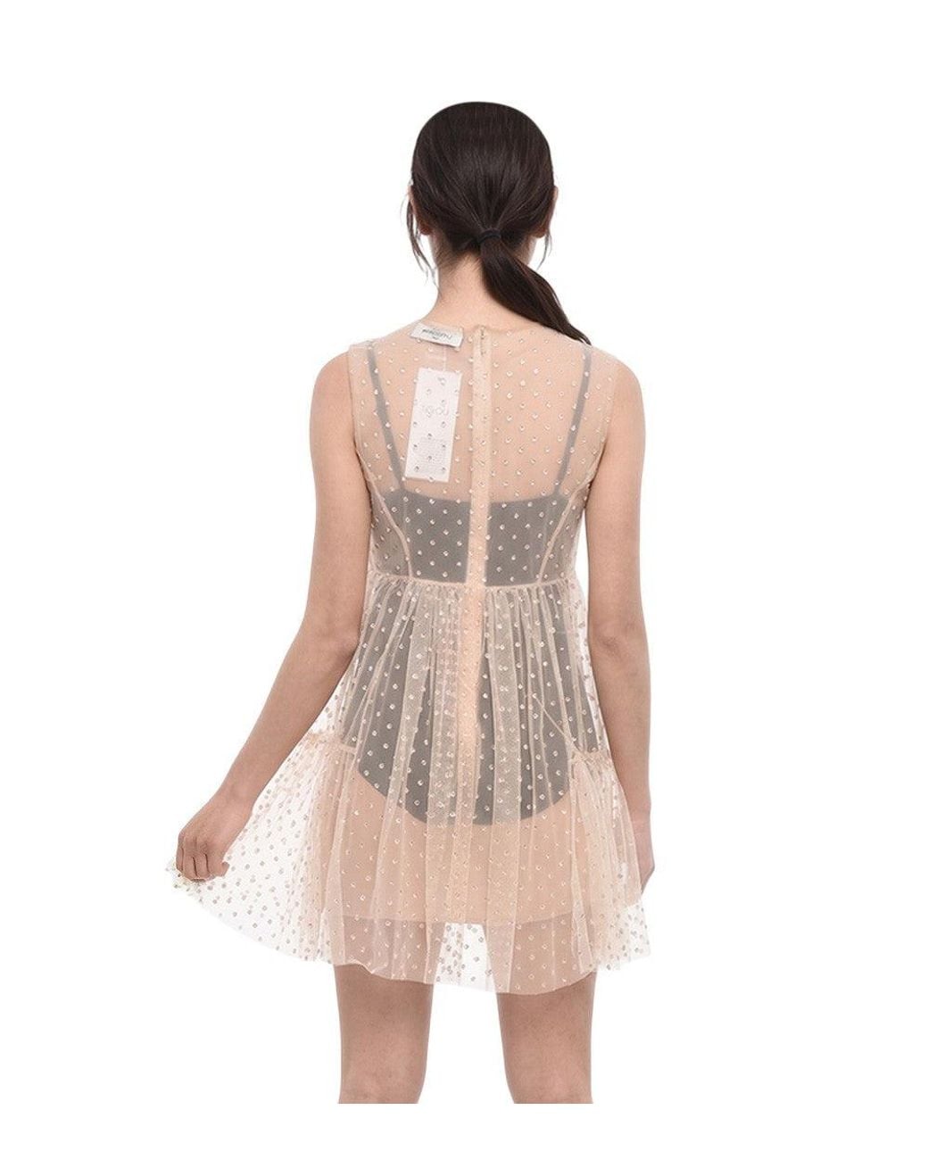 DSquared² Brown Polka Dot Round Neck Dress