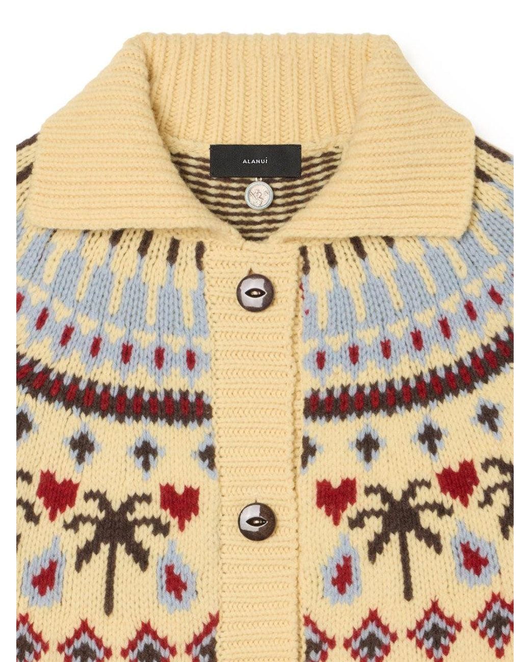 Alanui Natural Graphic Shawl Neck Cardigan