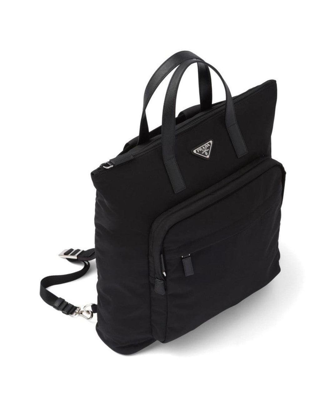 Prada Black Re-Nylon Saffiano-Leather Tote Bag for men
