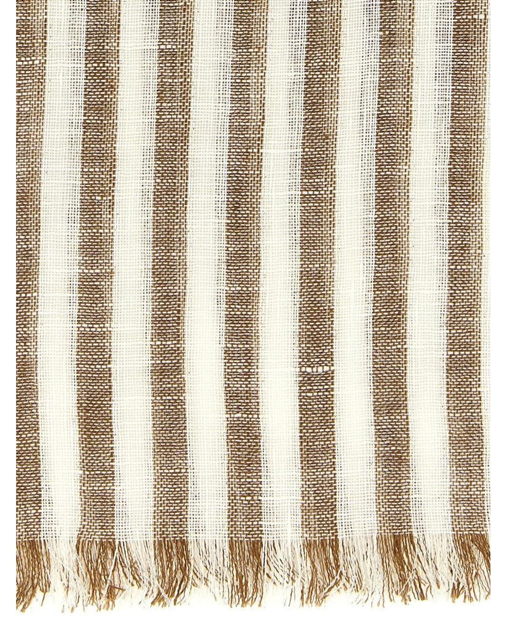 Brunello Cucinelli White Sparkling Stripes Scarf