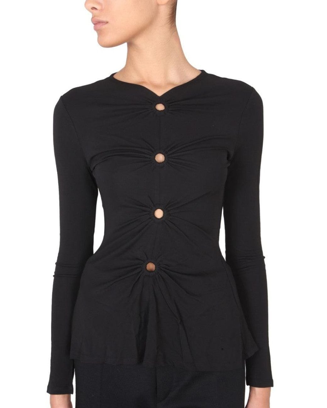 Proenza Schouler Black Solid Round Neck Sweater