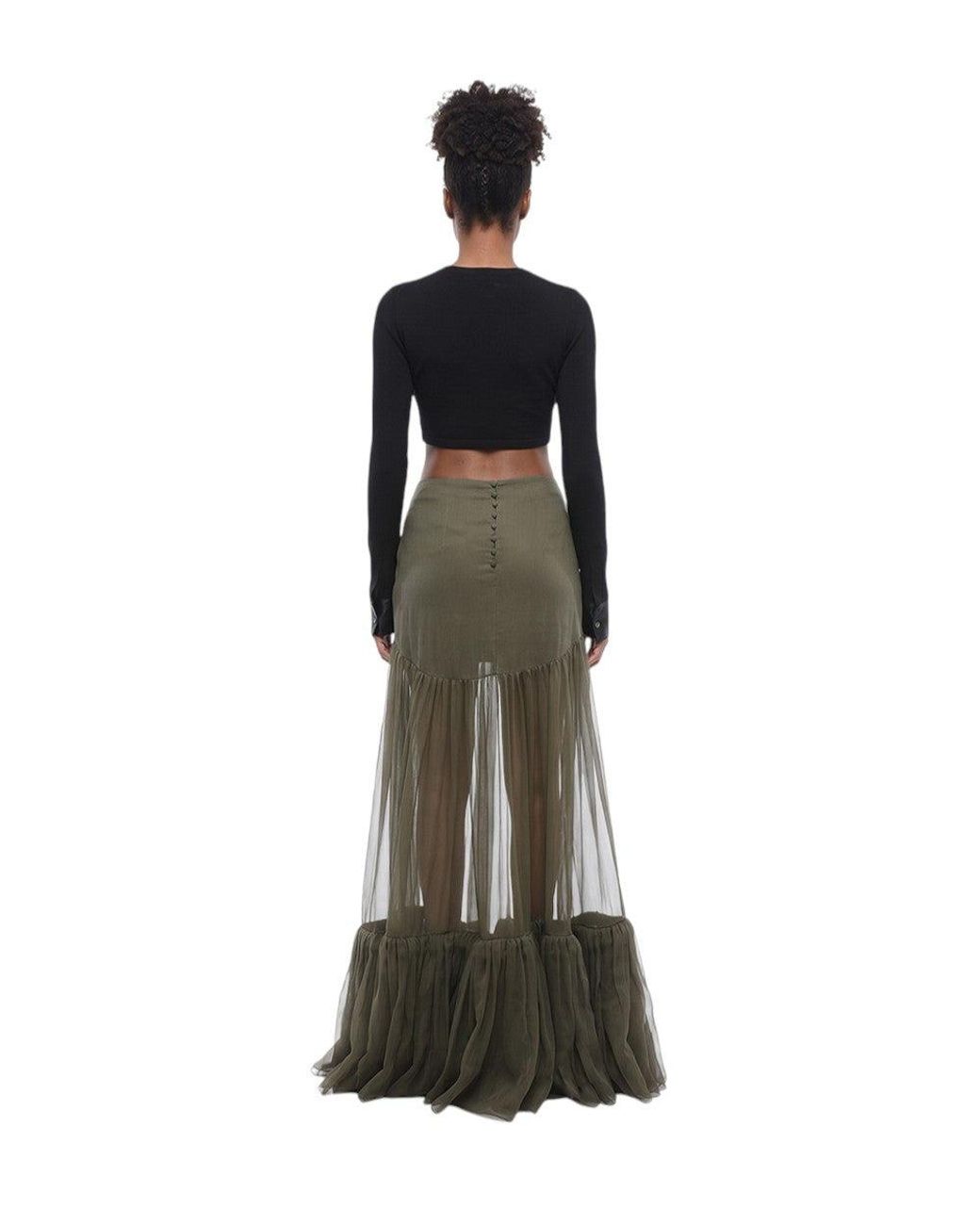 Saint Laurent Black Flared Maxi Skirt
