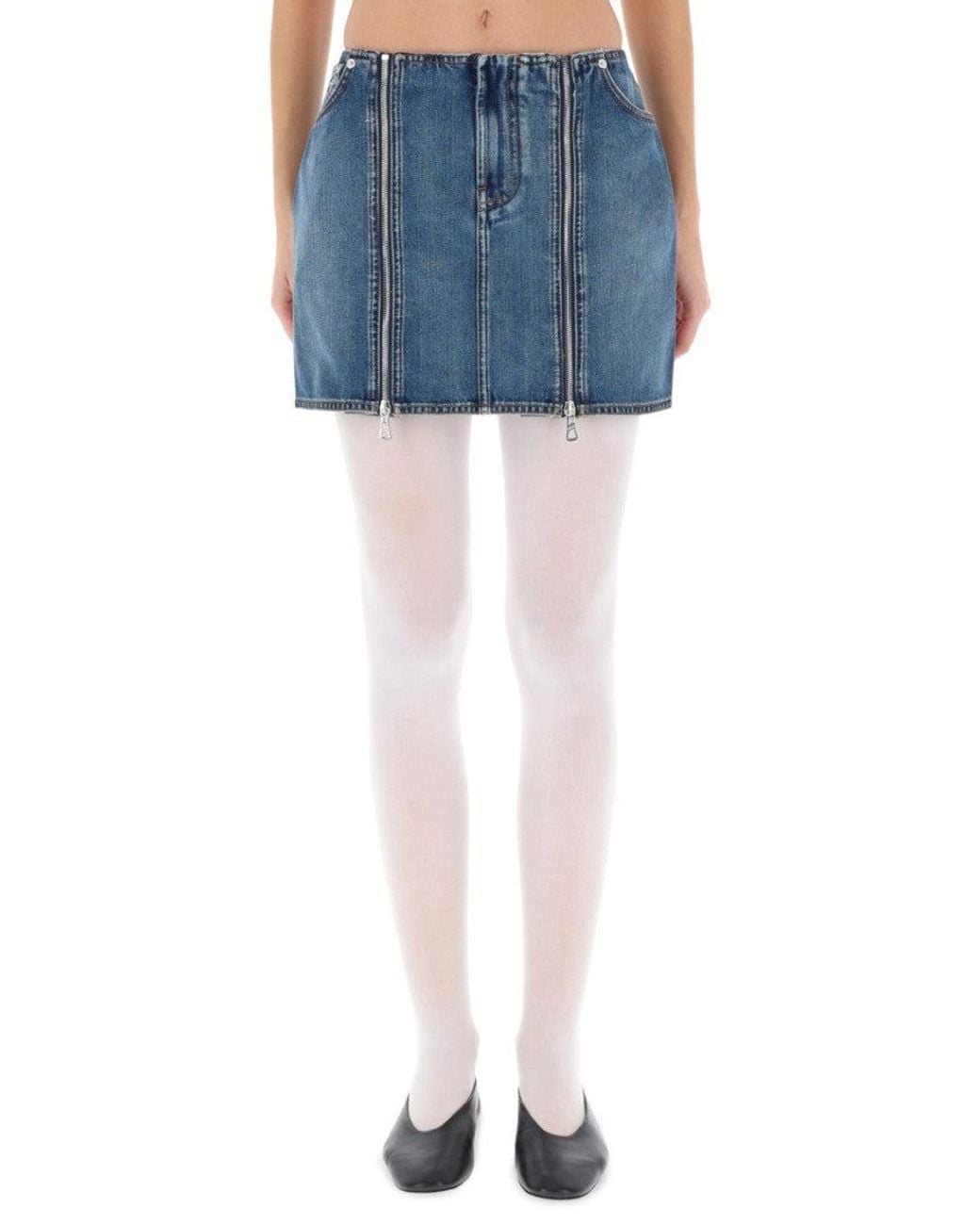 Jean Paul Gaultier Blue Denim Solid Mini Skirt