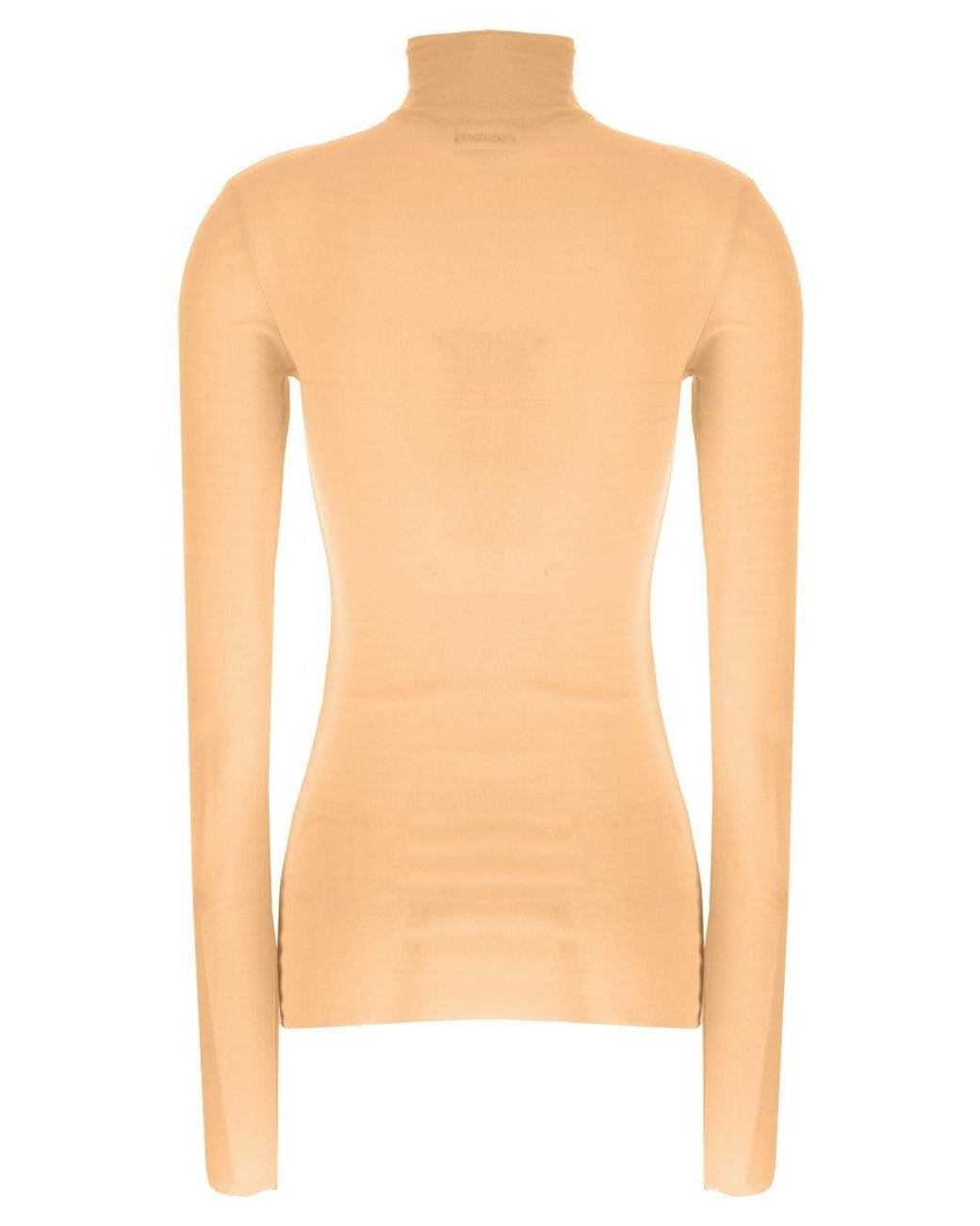 Jil Sander White Silk Turtleneck Top