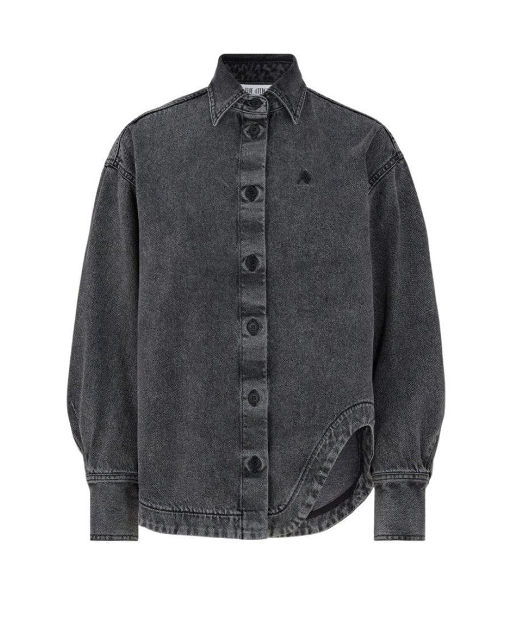 The Attico Gray Solid Shirt Collar Jacket