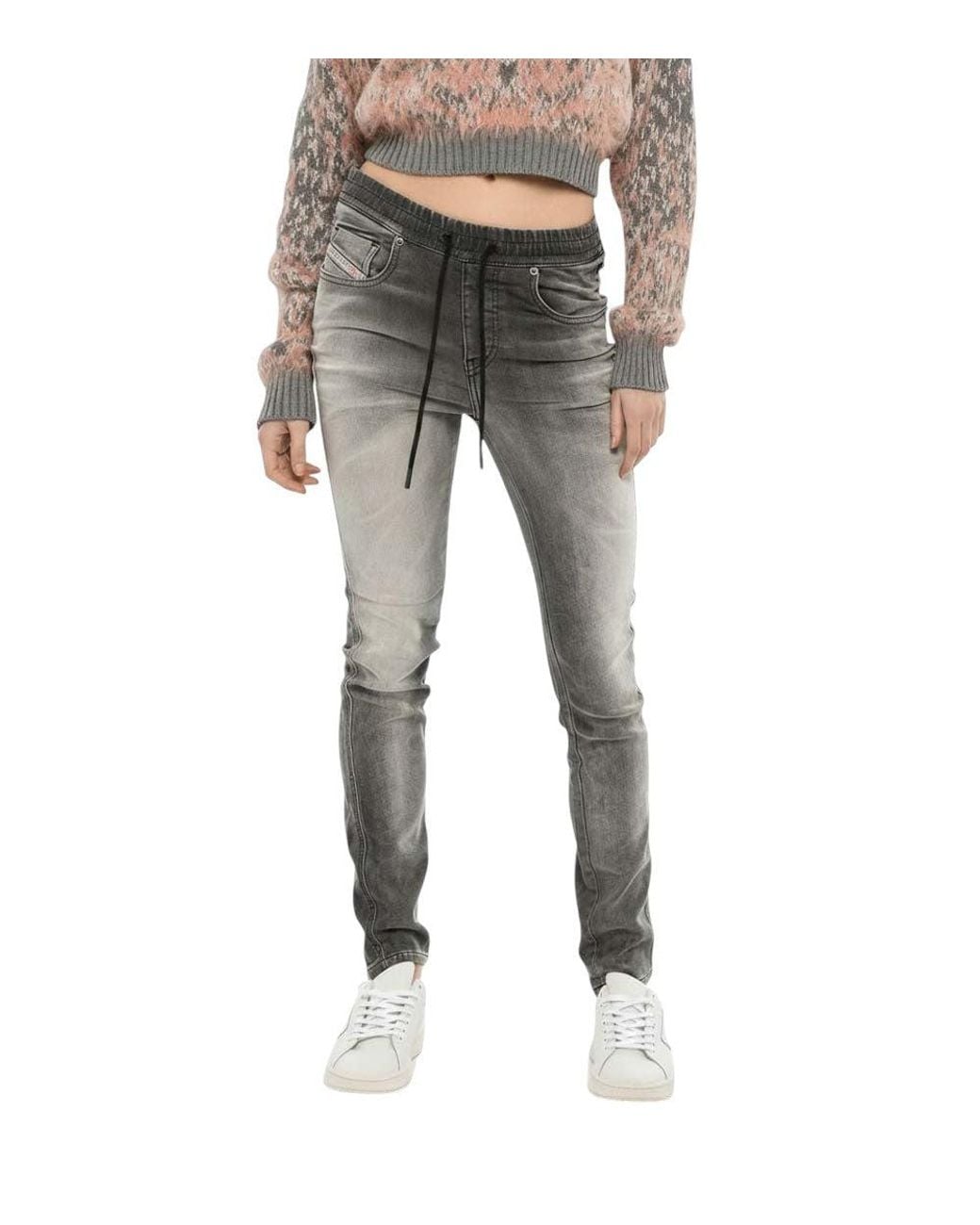 DIESEL Gray Slim Mid Rise Jeans