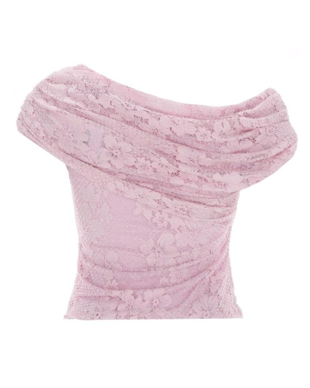 Self-Portrait Pink Lace Off Shoulder Top