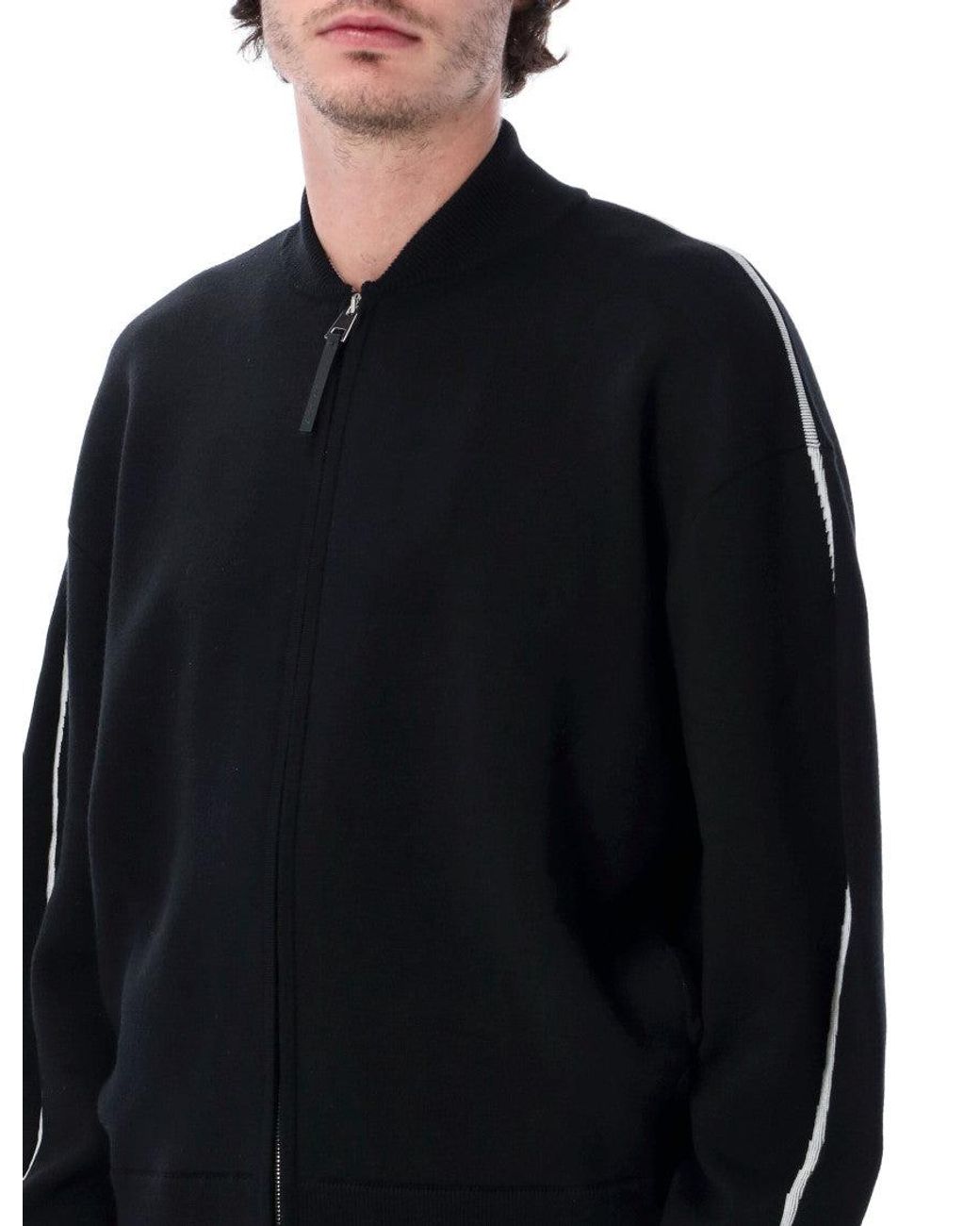 Givenchy Blue Zip-Up Logo Striped Cardigan for men