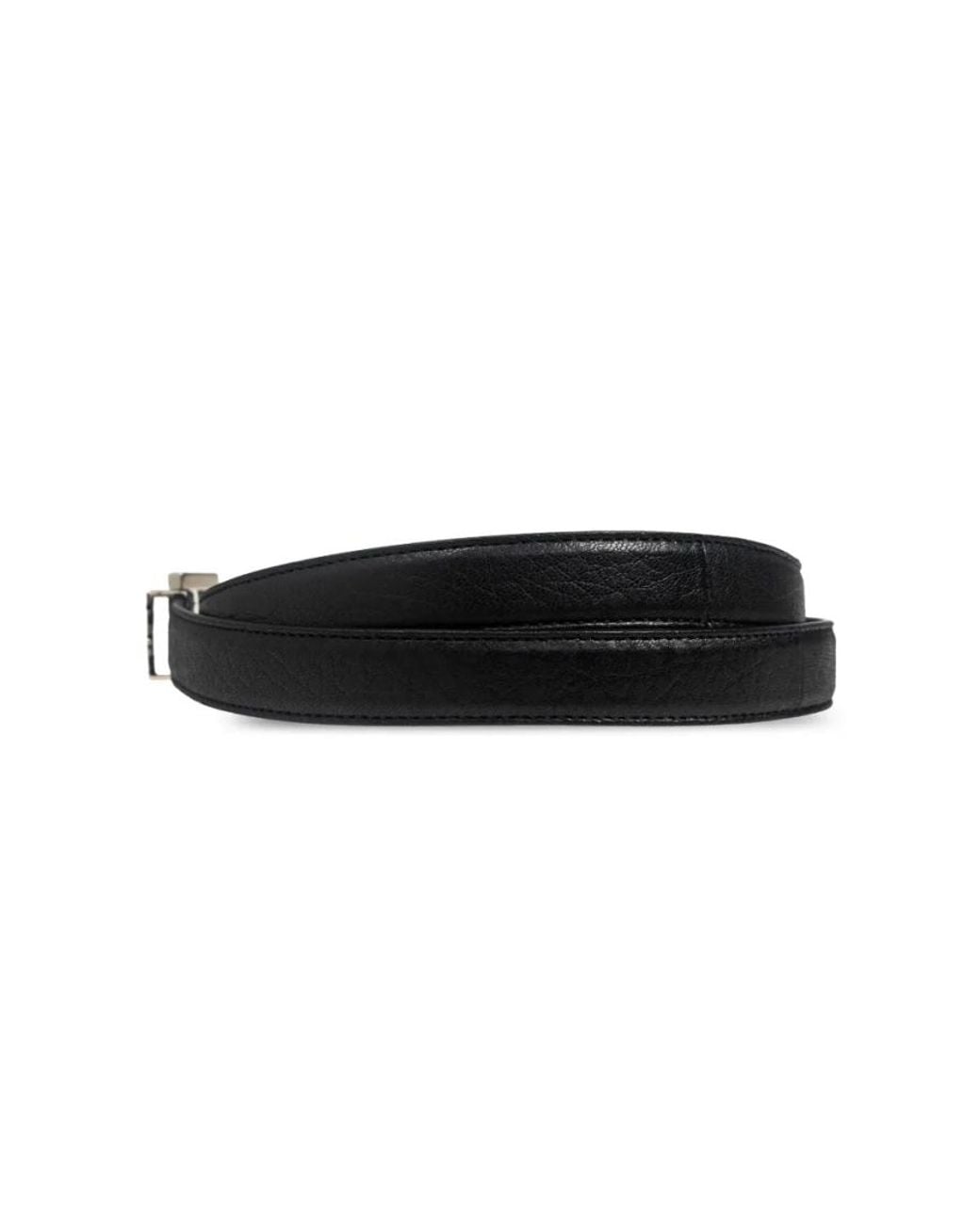 Saint Laurent Black Logo Buckle Belt for men
