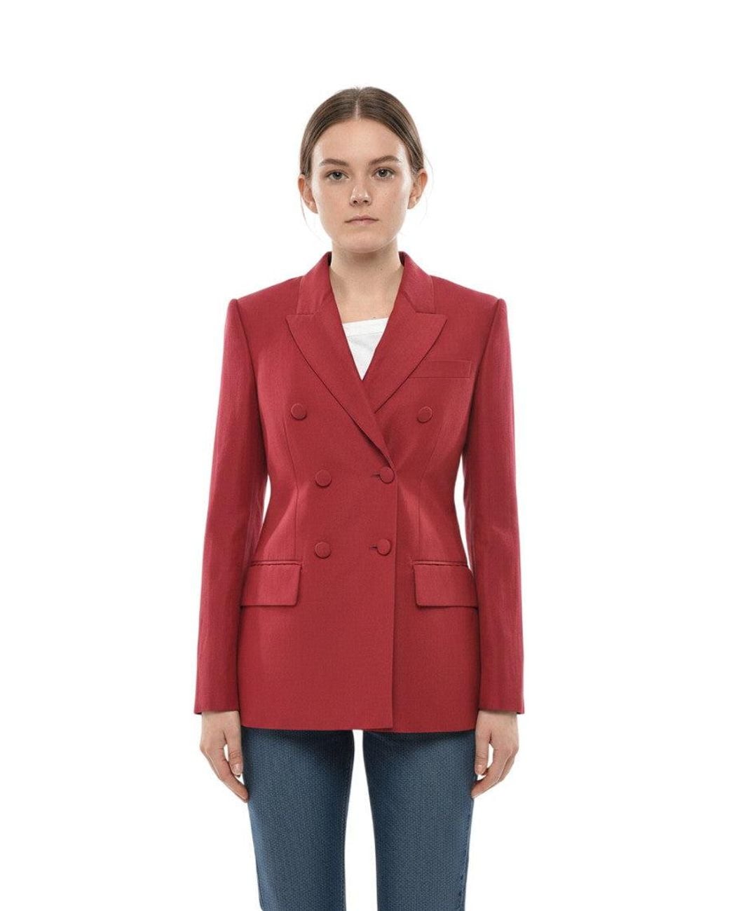 Givenchy Red Notched Lapel Blazer