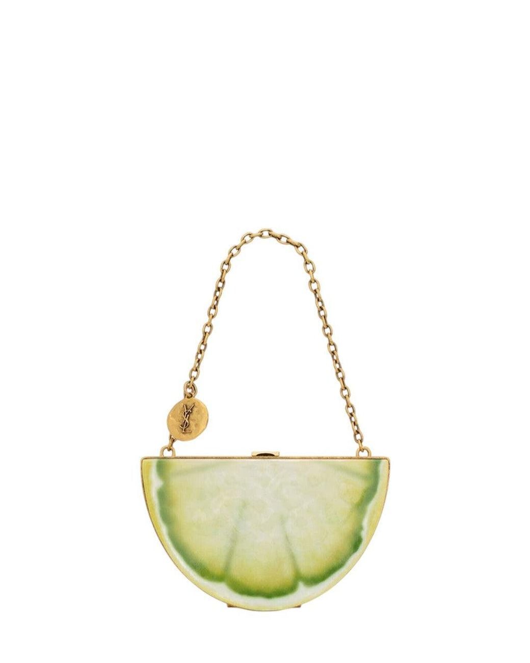 Saint Laurent Green Lemon Mini Clutch