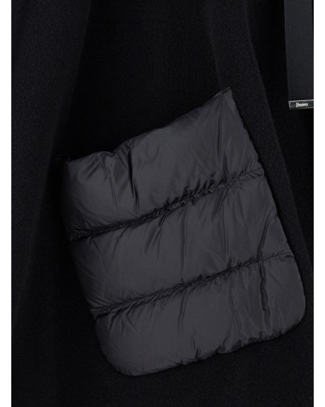 Herno Black Wool And Nylon Cape