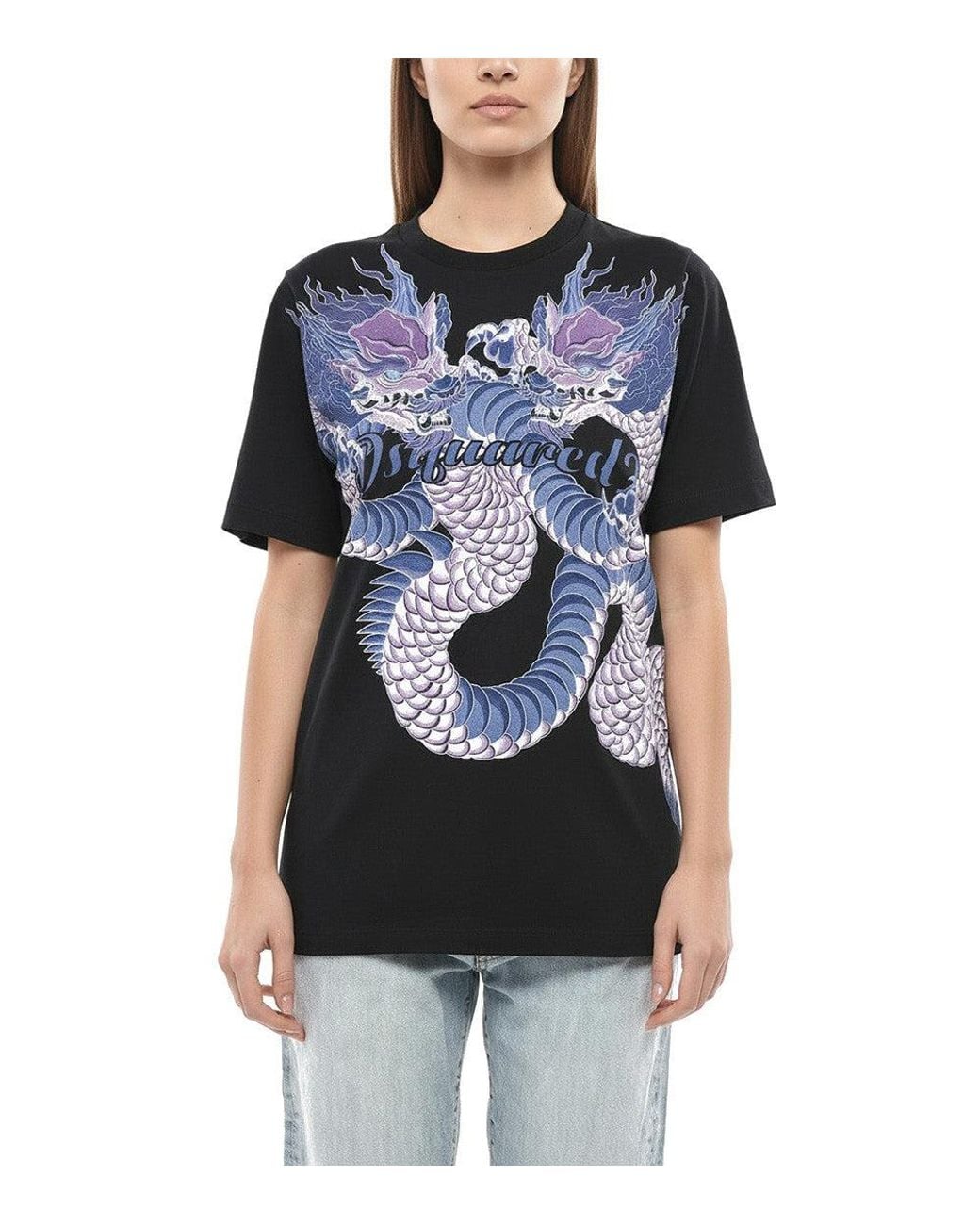 DSquared² Black Graphic Crew Neck T-Shirt