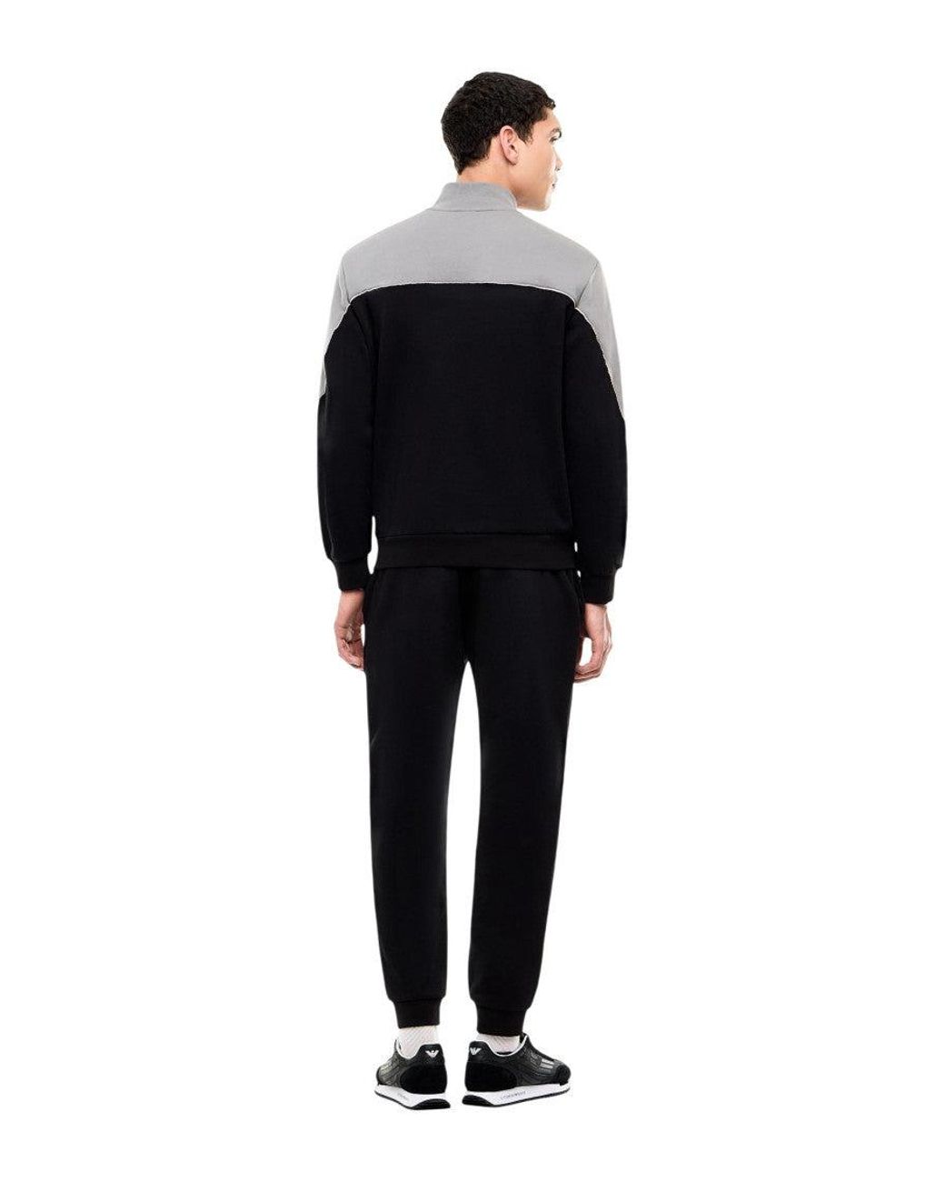 EA7 Black Color Block Tracksuit for men