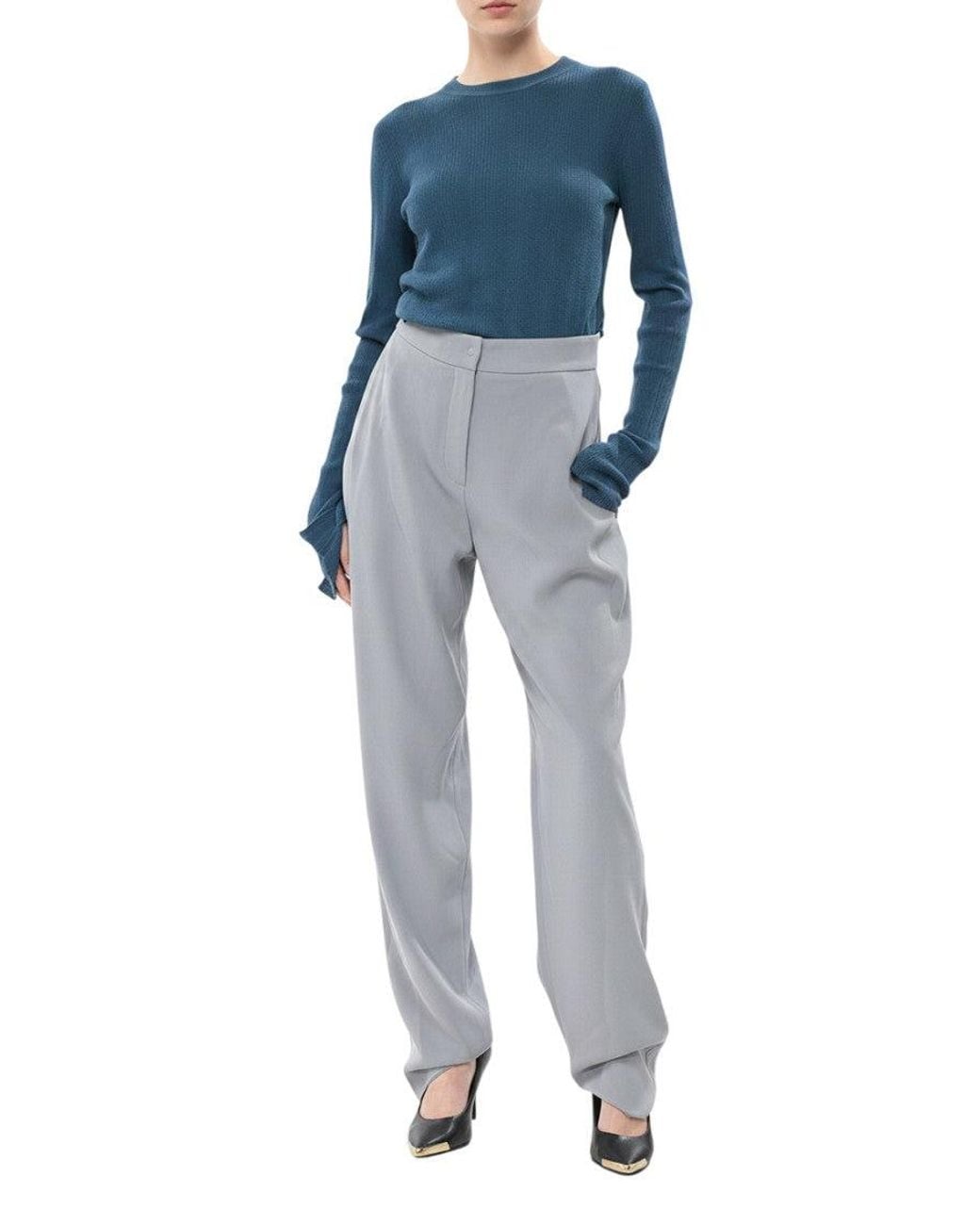Emporio Armani Blue Carrot Flat Front Pant