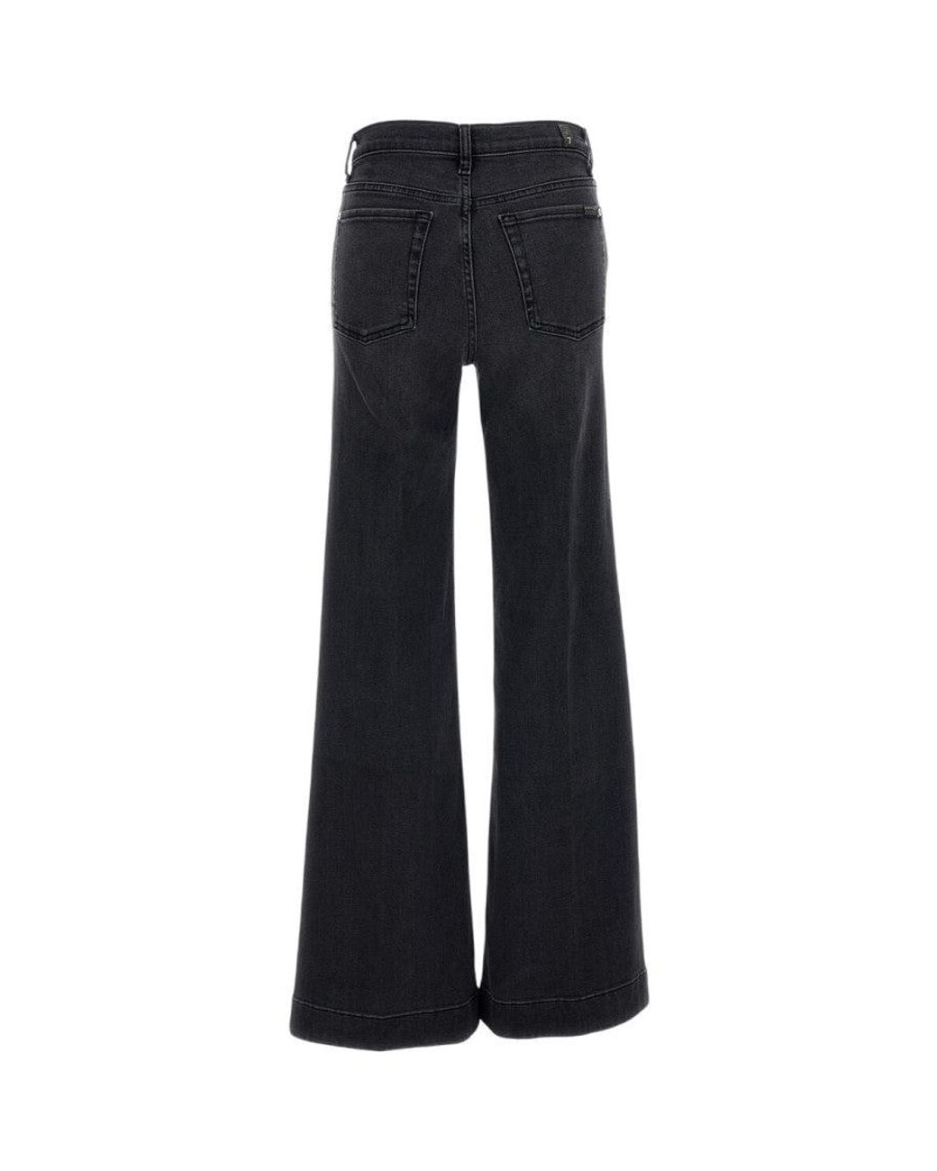 7 For All Mankind Black Flared High Rise Jeans