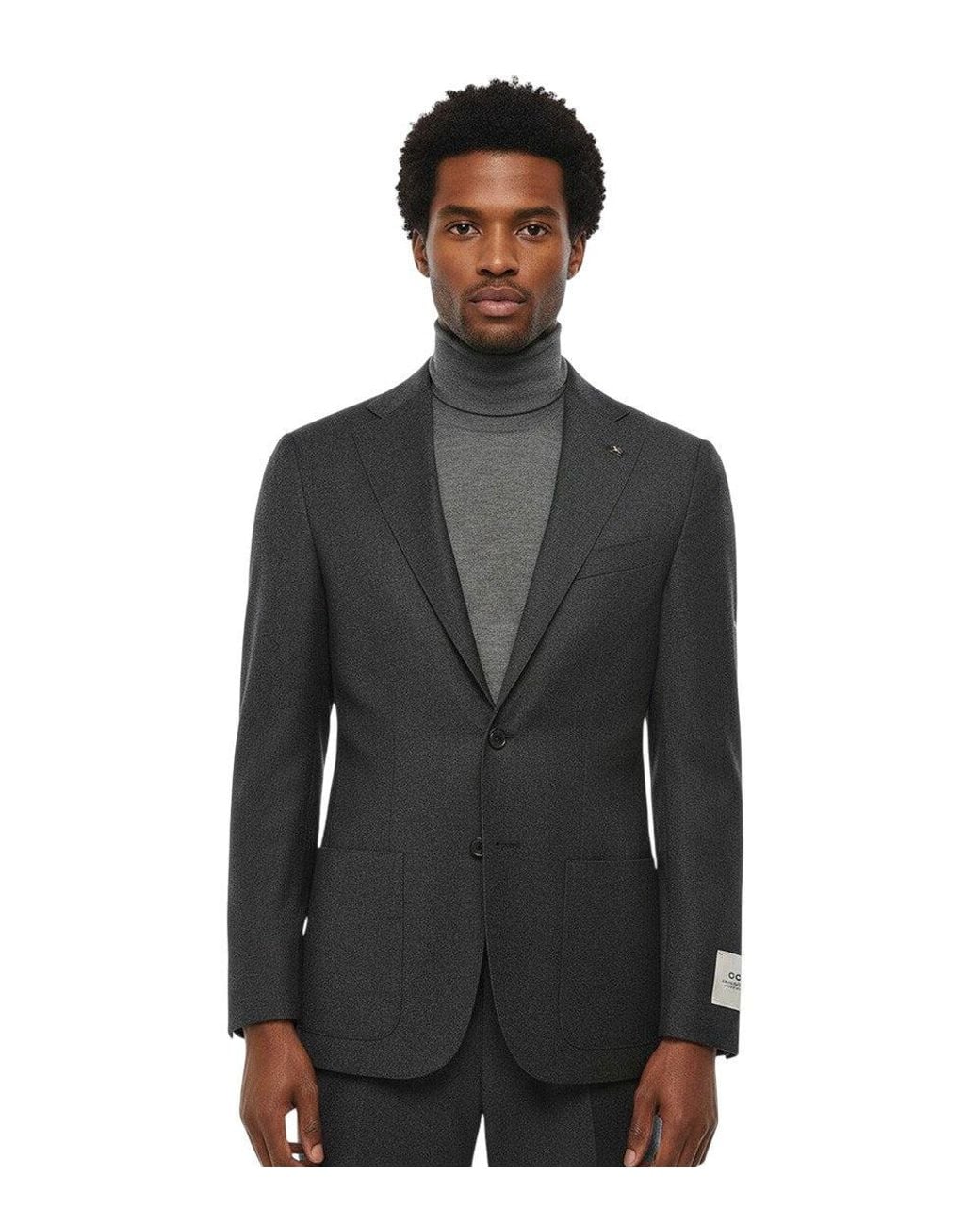 Corneliani Black Notched Lapel Blazer for men