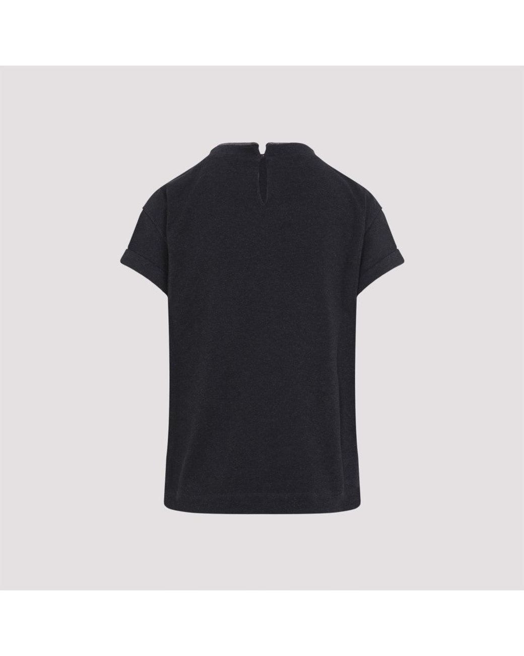 Brunello Cucinelli Black Cotton T-Shirt