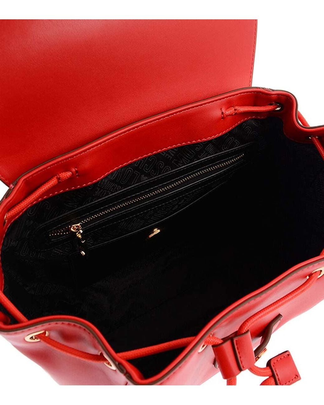 Love Moschino Red Golden Logo Small Backpack