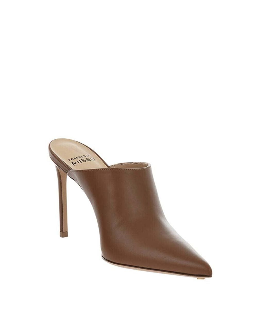Francesco Russo Brown Leather Mules
