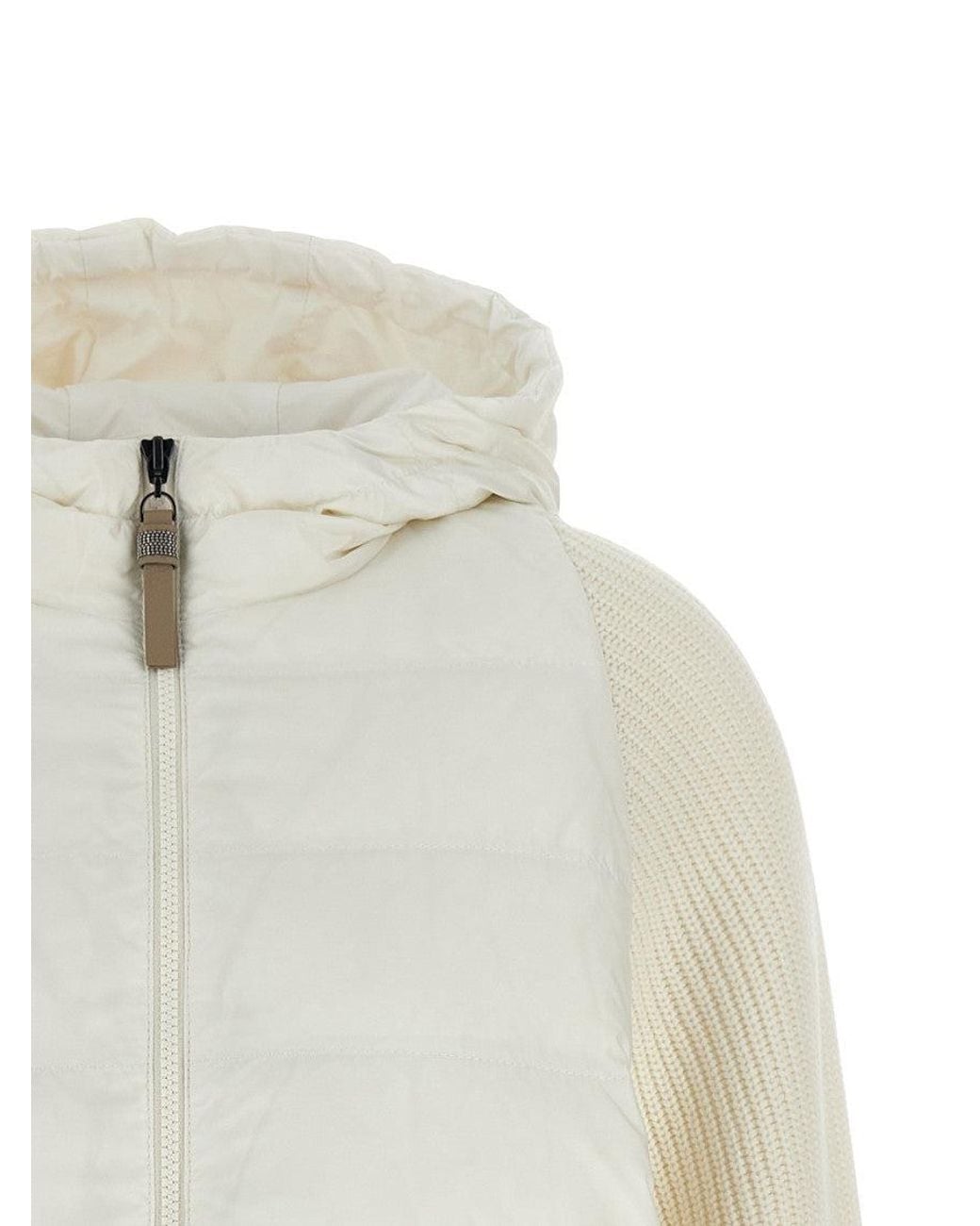 Brunello Cucinelli White Quilted Hood Jackets