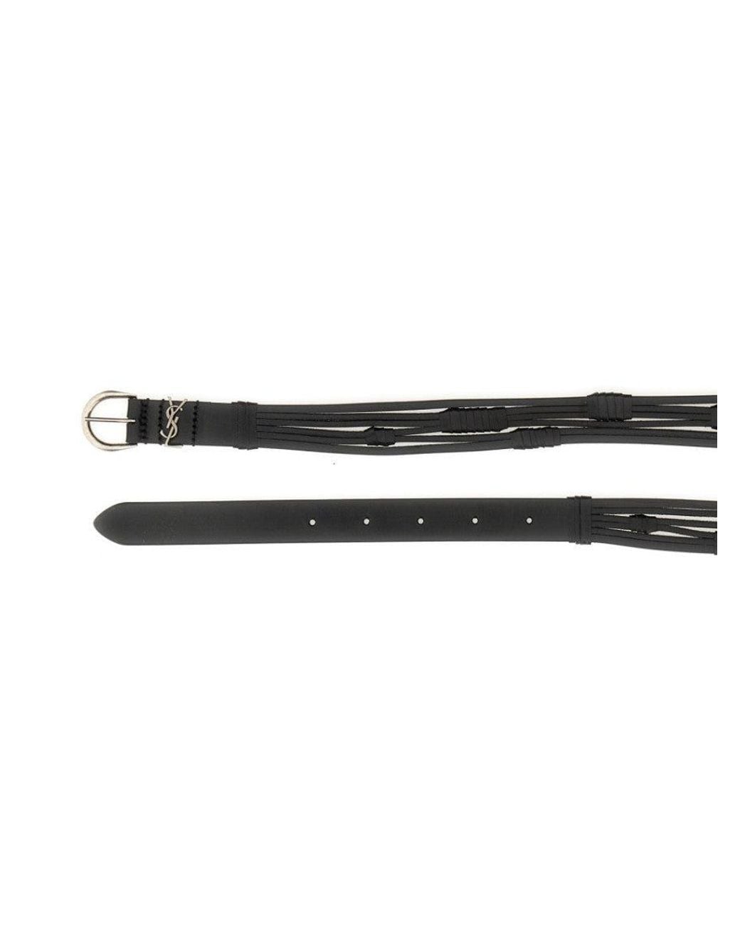 Saint Laurent Black Crescent Moon Buckle Belt for men