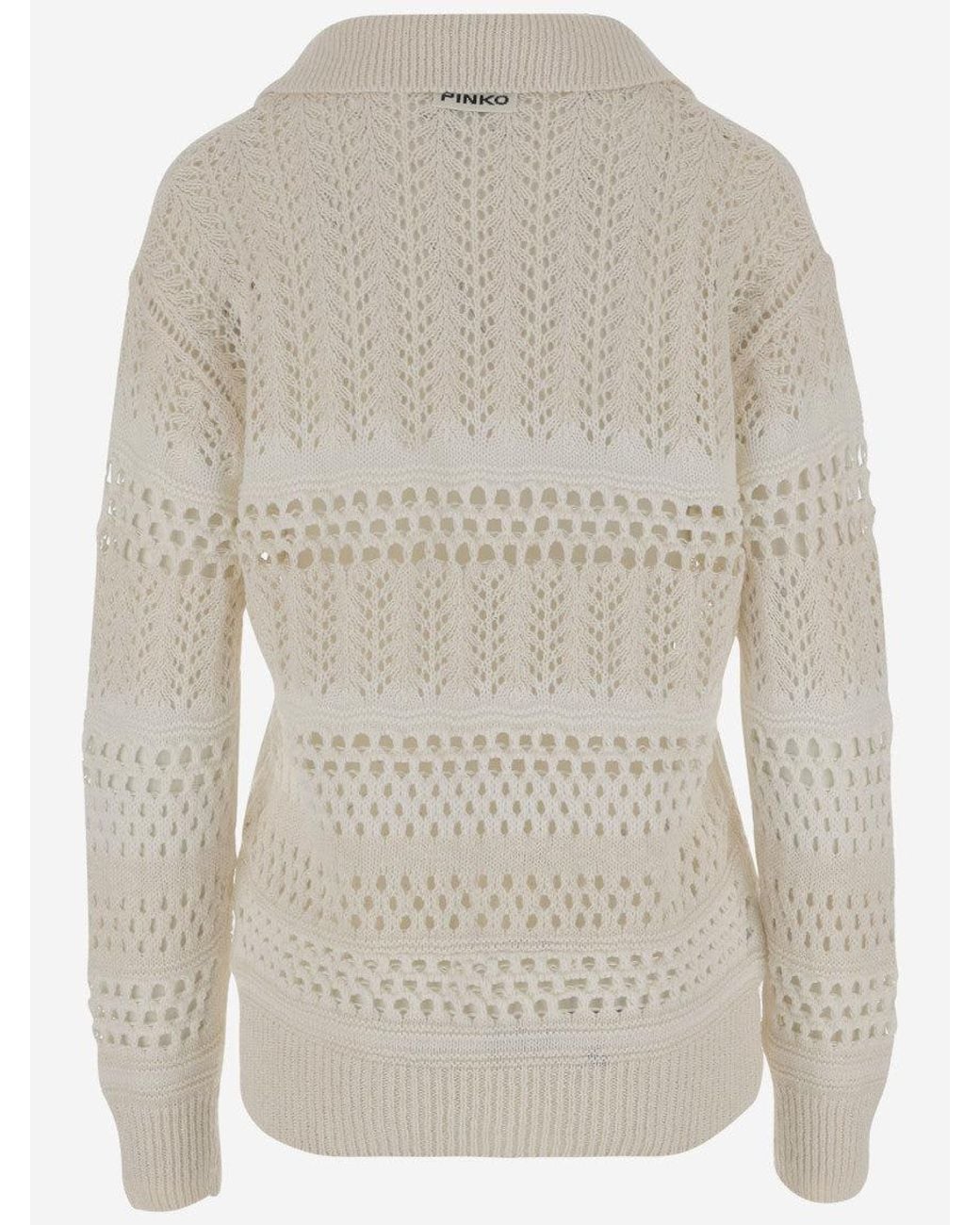 Pinko White Cotton Sweater