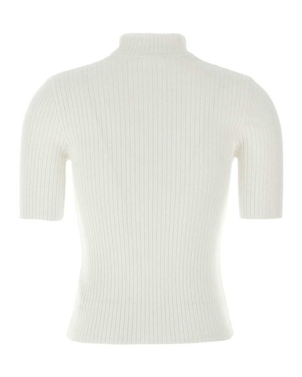Courreges White Reedition Rib-Knit Sweater