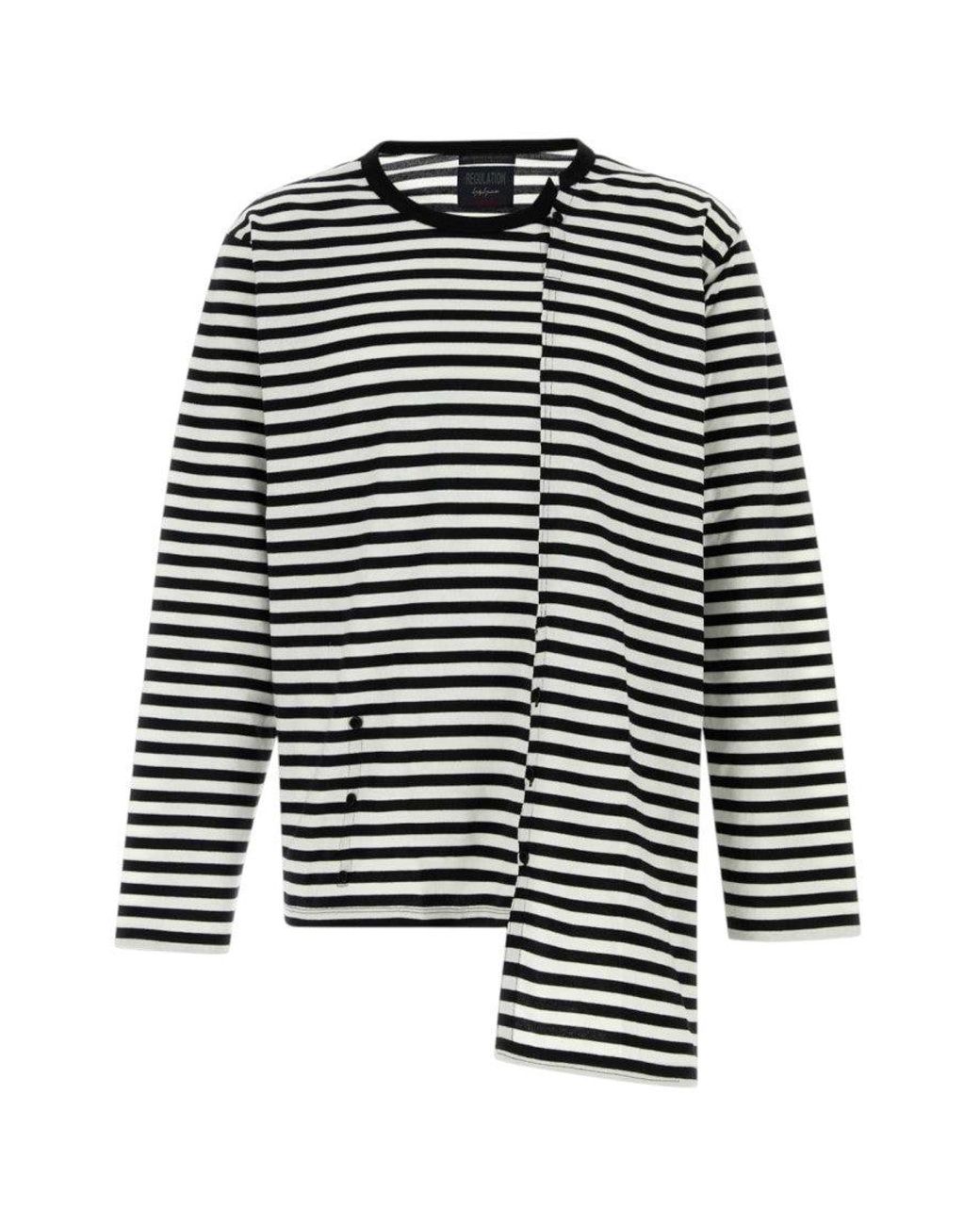 Yohji Yamamoto Blackwhite Striped T-Shirt for men