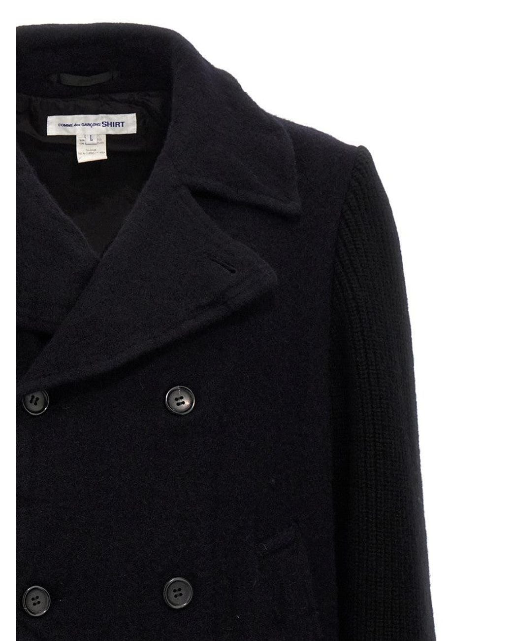 Comme des Garçons Blue Double Breasted Wool Coat for men
