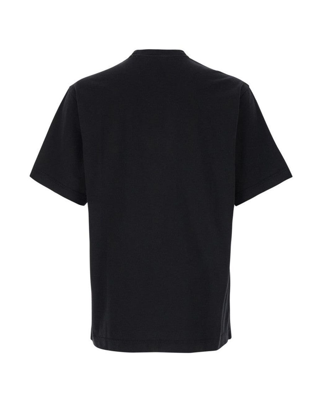 Burberry Black Boxy T-Shiirt With Tonal Equestrian Knight Embroidery for men